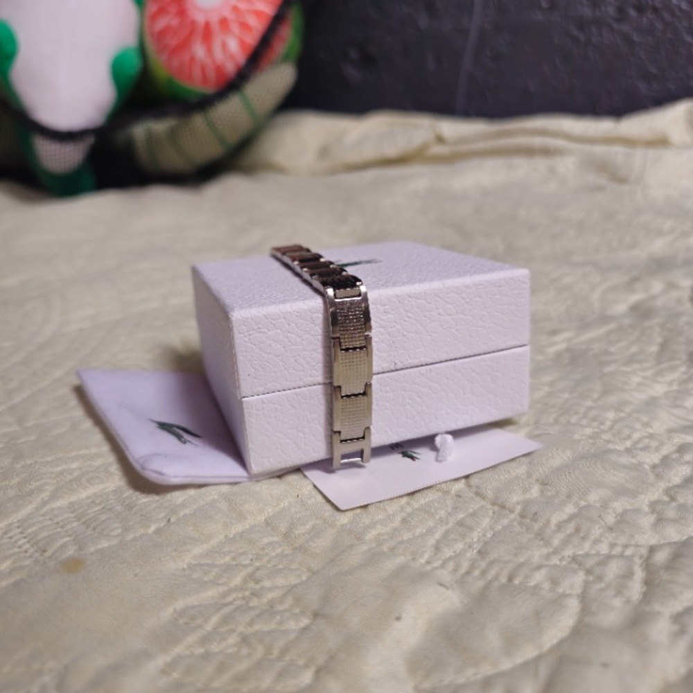 Lacoste Metropole Silver Bracelet Stainless Steel Crocodile Logo - Picture 4 of 5